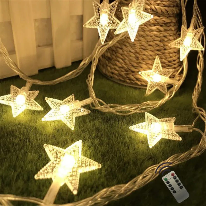 

Remote Garland 10m 50LED Star String Light Christmas Festoon LED Light Garden Decoration For Bedroom Wedding Holiday Party Light