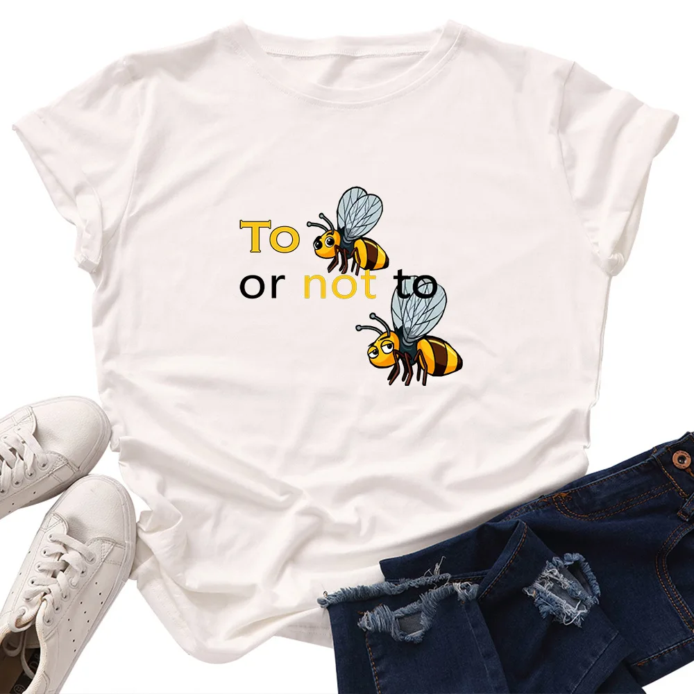 SINGRAIN, женская летняя футболка с принтом пчелы, хлопковые футболки с забавными пчелами или не пчелами, повседневные топы с рисунками, футболки размера плюс