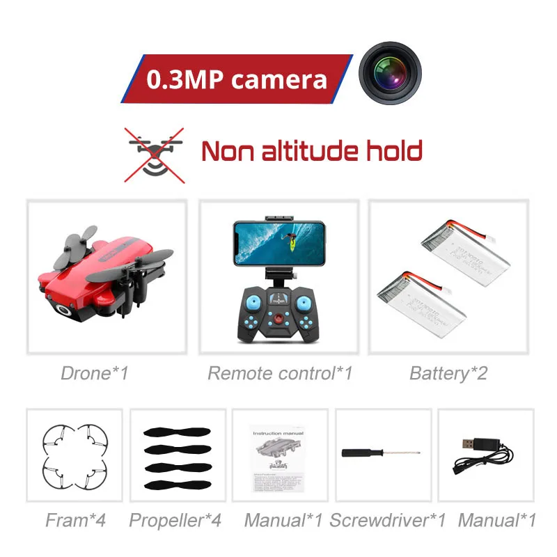Радиоуправляемый Дрон с HD камерой 0.3MP/720P Мини Складной Дрон Радиоуправляемый квадрокоптер удерживающий высоту Квадрокоптер игрушки для детей - Цвет: JC-18-30-RD-2B