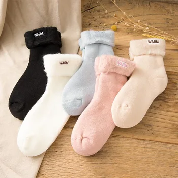 

Sale 5 Pairs/Set Women Wool Cashmere Fleece Thicken Socks Thermal Soft Solid Winter Socks Christmas gift