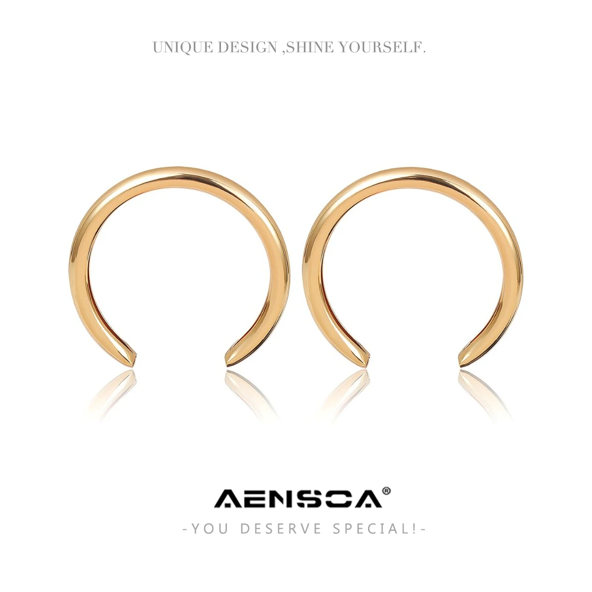 AENSOA Trendy Big Open Round Drop Earrings for Women Exaggerated Punk Gold Color Circle Metal Earring Party Wedding Jewelry