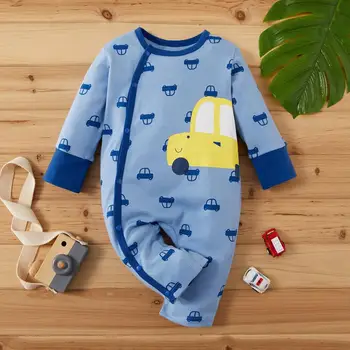 

PatPat 2020 New Spring and Autumn Baby Car Print Jumpsuits for Baby Boy casual Vehicle Jumpsuits