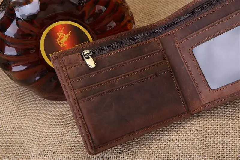 RFID Блокировка мужские кошельки Винтаж корова натуральная кожа кошелек мужской ручной работы на заказ доллар цена монета короткий кошелек carteira