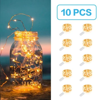 

10Pcs 2M LED String Lights waterproof Copper Wire LED Holiday lighting Fairy Garland For Christmas Tree Wedding Party Decoration