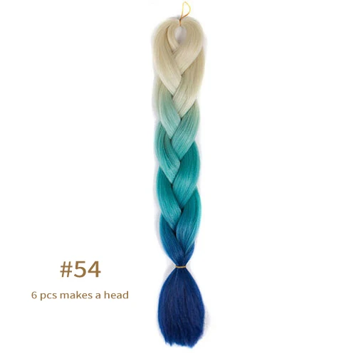 Synthetic jumb Braids Ombre Braiding Hair Extension Box Braid Hair Pink Purple Yellow Golden Colors hair 24inch kanekalons hair B54