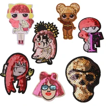 Милая маленькая девочка, таро, значок из мультфильма с блестками, железные нашивки для одежды, сделай сам, полосатая одежда, лоскутные наклейки, значки на заказ