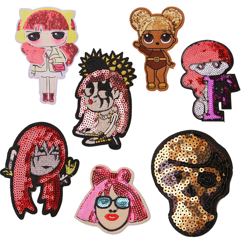 Милая девочка таро с пайетками и рисунком значок железа на патчи для одежды