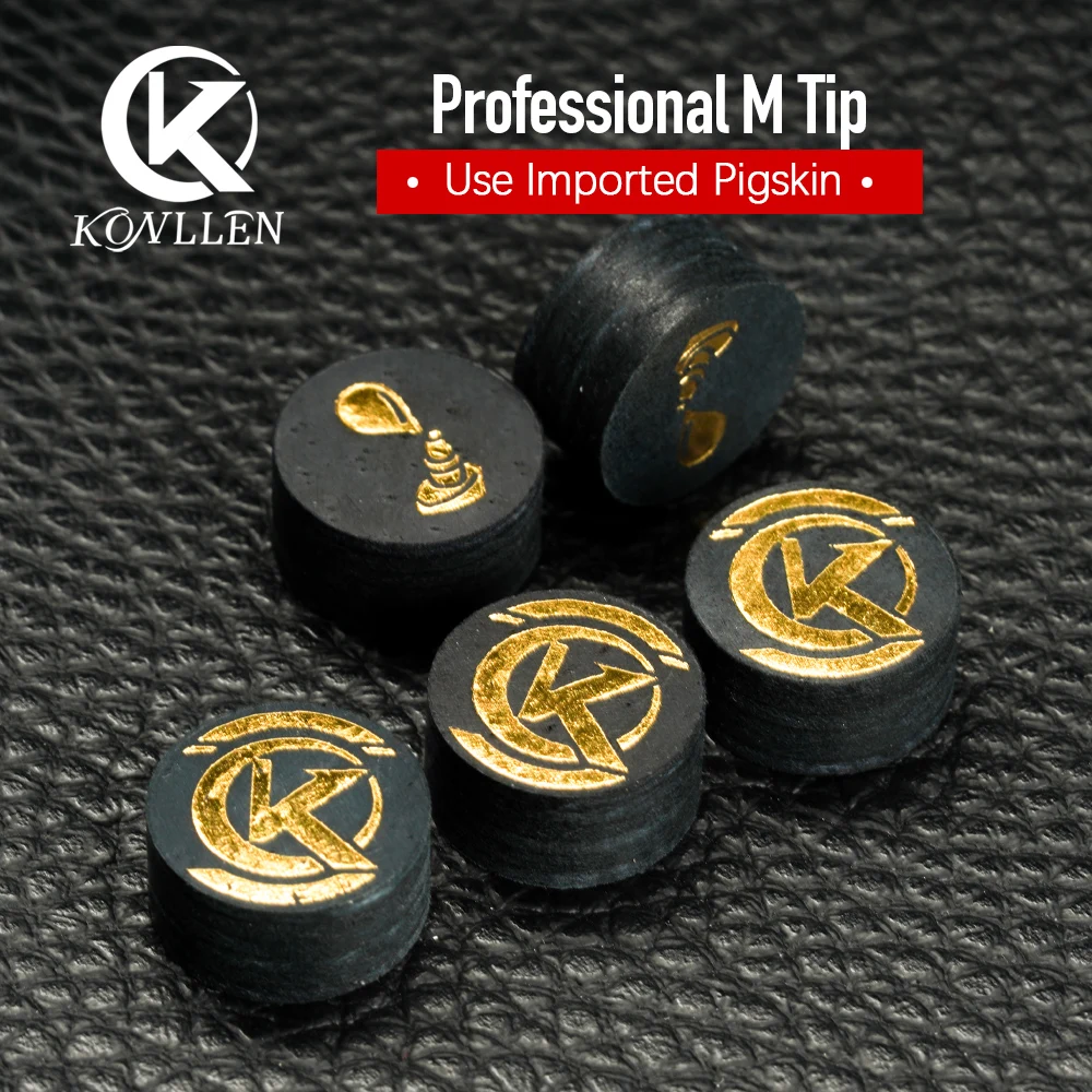 KONLLEN Billiard Pool Stick Kit Cue Tips Durable 6 Layers Pigskin Tip 5 Pieces M Training Tip Flexible Billiard Accessories flexible twist mount for stick up