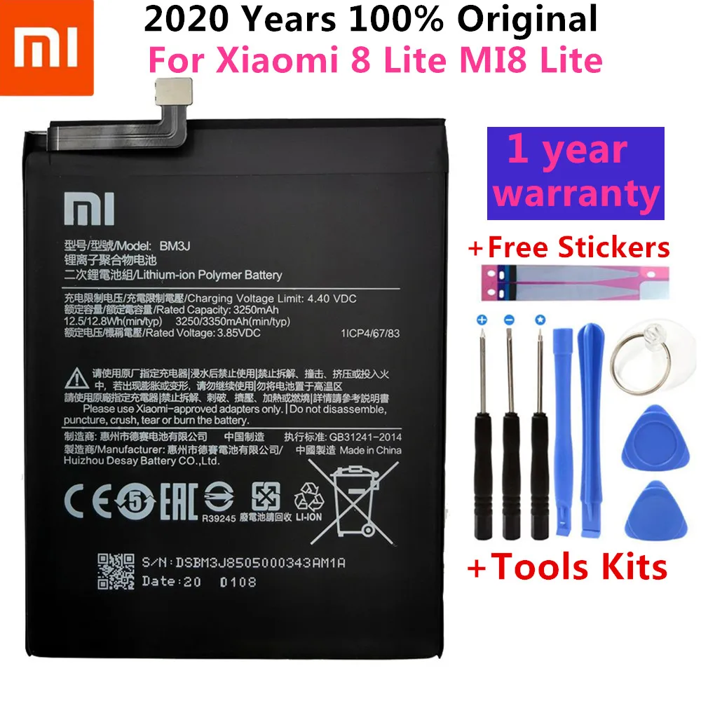 Xiao mi 100% Оригинальная батарея BM3J 3350mAh для Xiaomi 8 Lite MI8 высокое качество сменные