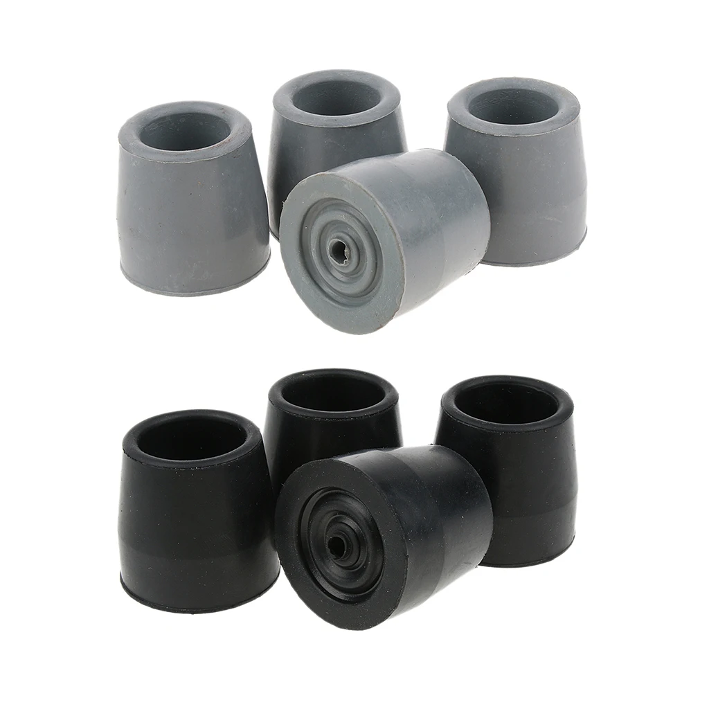 4Pcs Walking Stick Ferrule Rubber Crutch Tip Securely on Broken Ground Rock Mud Anti-Skid Crutch Sleeve Tips Protector Caps