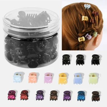 

12-24Pcs/Box Black Mix Color Small Girl Baby Safe Plastic Hair Claw Clips Hairpins Girls Korean Style Hair Styling Accessories