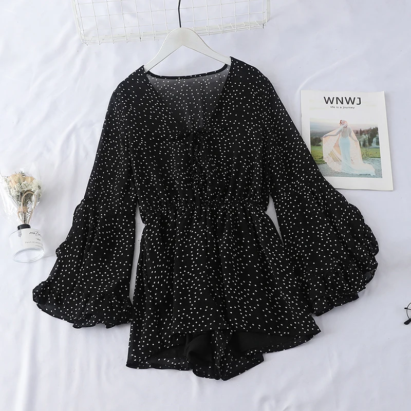 Heliar Pagliaccetti Autunnali Da Donna Con Telai Polka Dot Playsuit Donna Flare Sleeve Holiday Beach Fairy Playsuit Donna Autunno