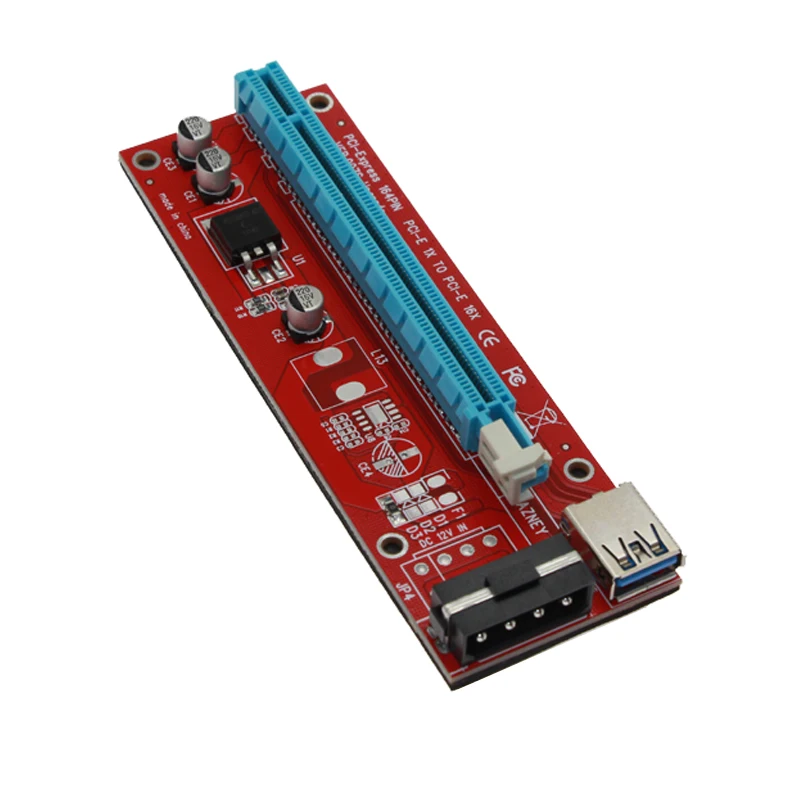 Riser VER006 PCI-E Riser Card 006 PCIE 1X to 16X Extension Adapter 60CM USB 3.0 Cable SATA 4Pin Molex Power for BTC Miner Mining