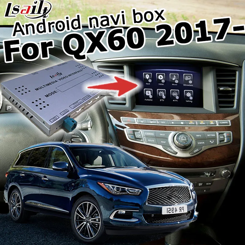 Android/carplay интерфейсная коробка для Infiniti QX60 Pathfinder R62 видео интерфейсная коробка с gps навигацией waze по lsailt