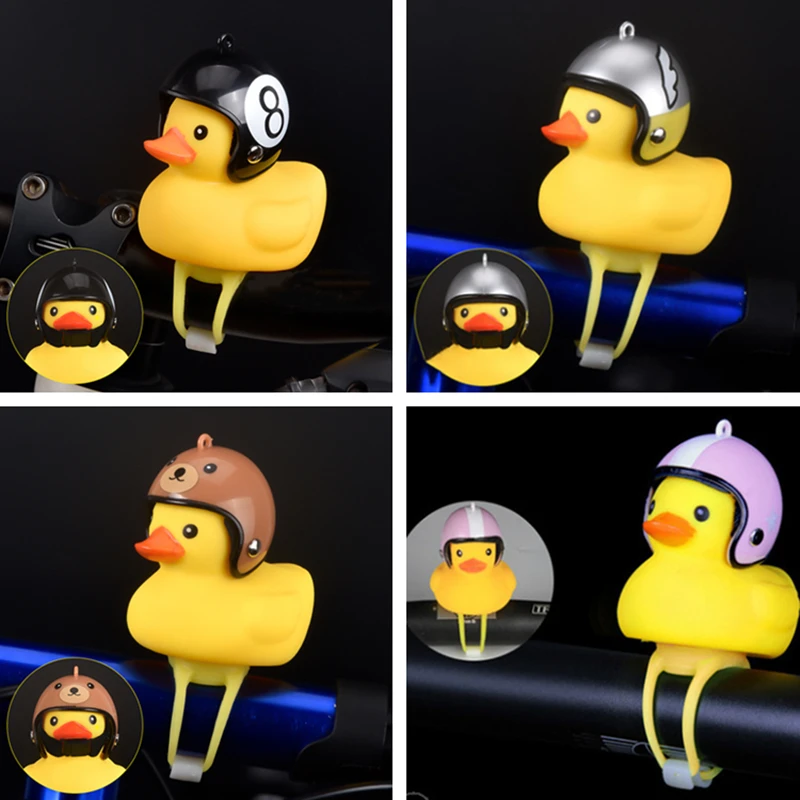

1pcs Cartoon Yellow Silica Gel Little Duck Shape Bicycle Bells Shining Mountain Bike Handlebar Duck Head Light Accessories