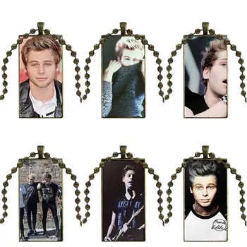 

For Women Gift Vintage Jewelry Bronze Plated With Glass Cabochon Choker Long Pendant Rectangle Necklace Luke Hemmings 5sos