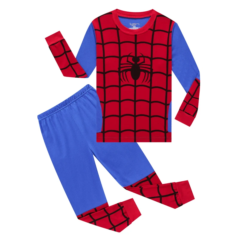 Новинка; детская одежда с принтом Микки-Мауса Спайдермен, Супермен, Бэтмен детская пижама с рисунками, одежда для девочек и мальчиков, пижама с длинным рукавом, с героями мультфильмов футболка Брюки, 2 предмета наборы для ухода за кожей