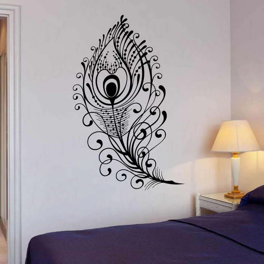 3d Vinyl Beautiful Peacock Art Design Wall Sticker Feather Bird ...