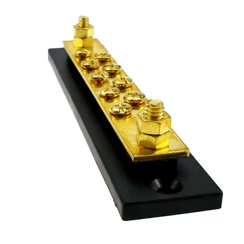 

Iztoss 10 Circuit Junction Block,48V DC 150A Large Current Brass Dual Bus Bars with Eight (No. 8-32 x 1/4) Screw Terminals