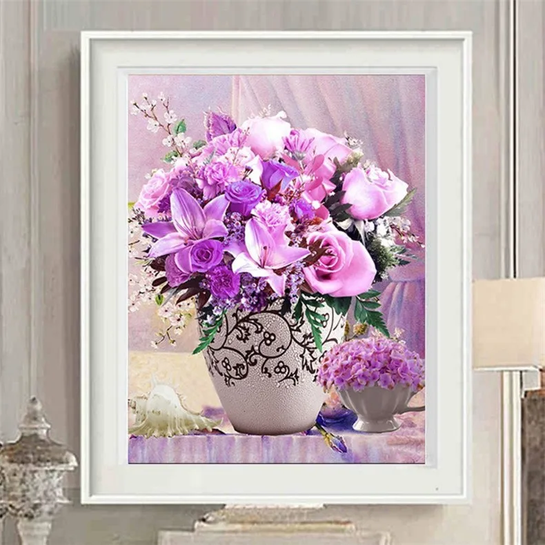 

Full Drill Square 5D DIY Diamond Embroidery Flowers Picture Of Rhinestone Diamond Painting Embroidery Stitch Decor
