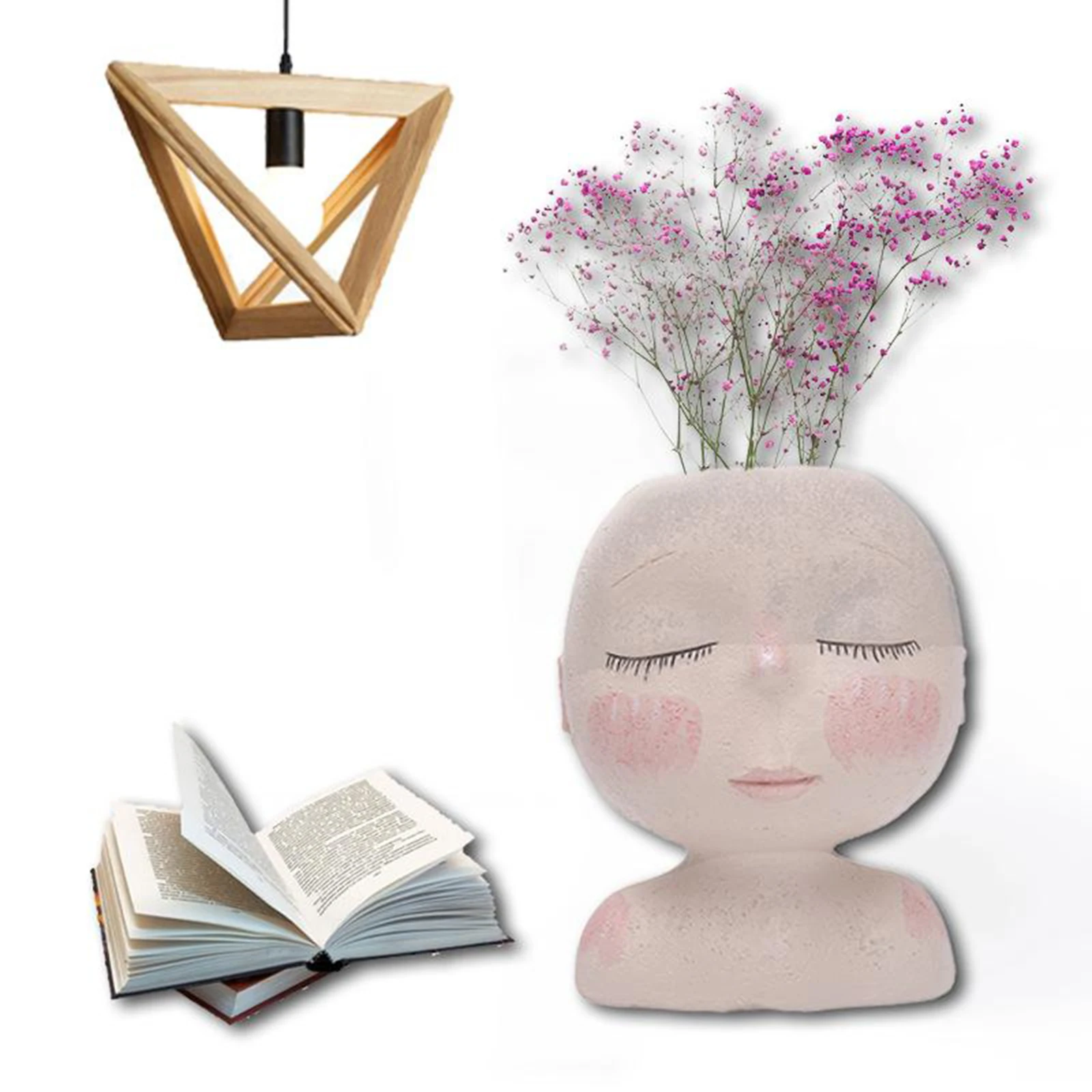 Nordic Character Human Face Vase Resin Flower Pot Sculpture Storage Flower