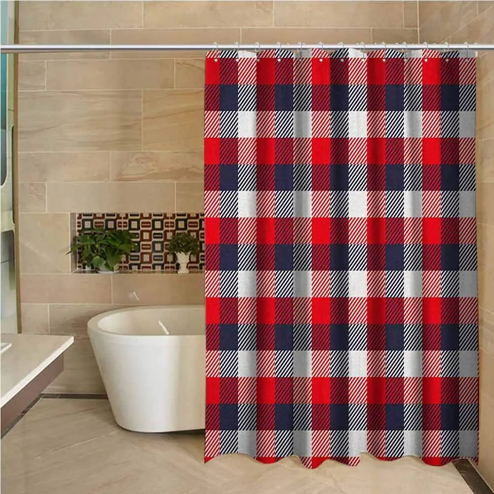 

Plaid 3D Printed Shower Curtain Checkered Pattern Vintage Squares Tartan Motif Abstract Traditional Hotel Quality Machine