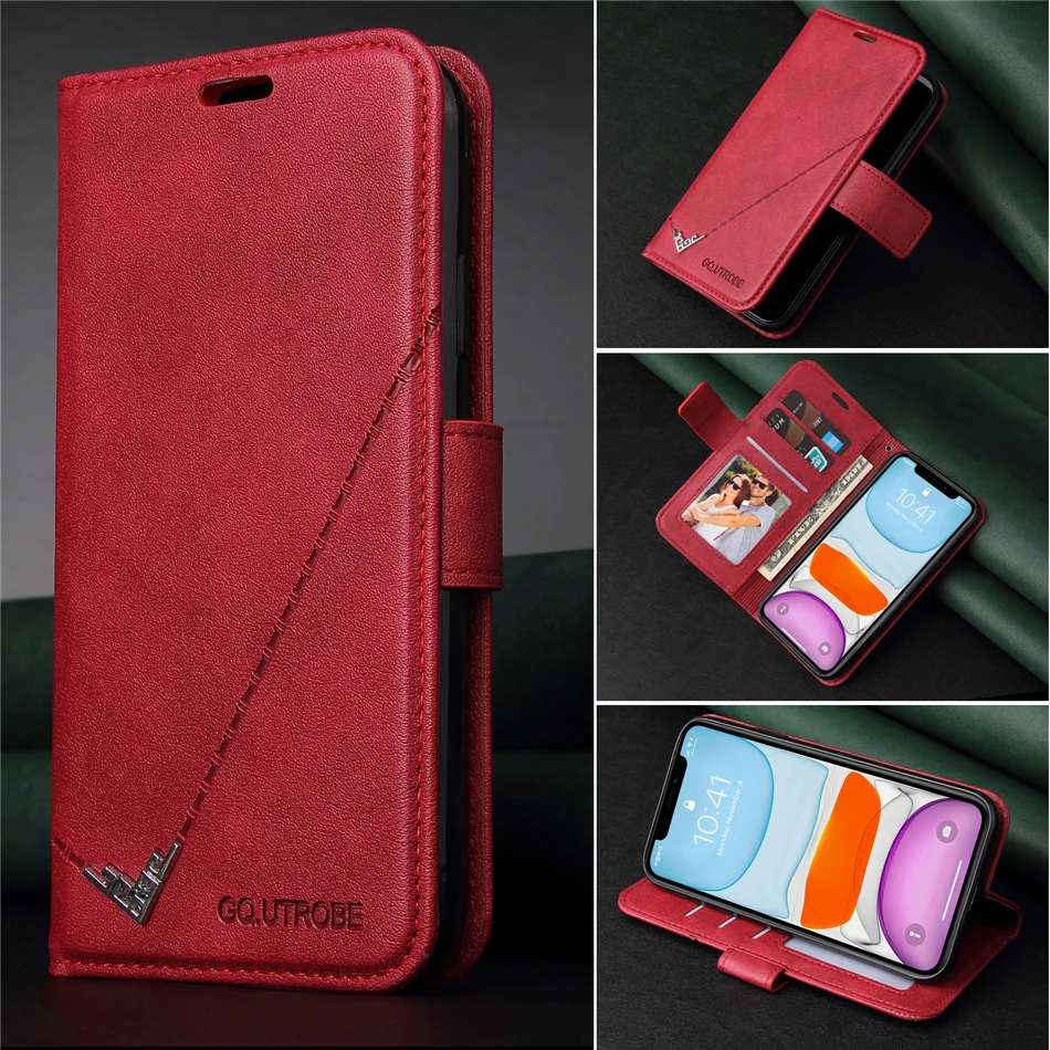 2021 Модный деловой однотонный кожаный чехол-книжка для iPhone 6 6s 7 8 Plus 11 12 Mini Pro Max X XS XR
