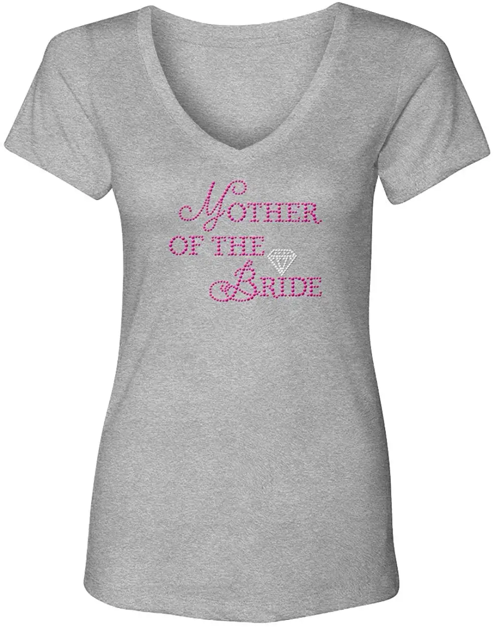 Mother of The Bride - Rhinestone Diamond Women's V-Neck T-Shirt Unisex men women t shirt | Мужская одежда