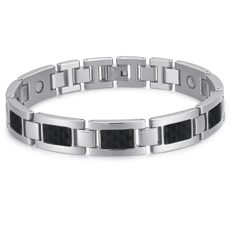 Rainso, мода, здоровье, Био энергия, серебряный, черный браслет, 316L, нержавеющая сталь, магнитные браслеты, ювелирные изделия