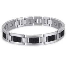 Rainso, мода, здоровье, Био энергия, серебряный, черный браслет, 316L, нержавеющая сталь, магнитные браслеты, ювелирные изделия