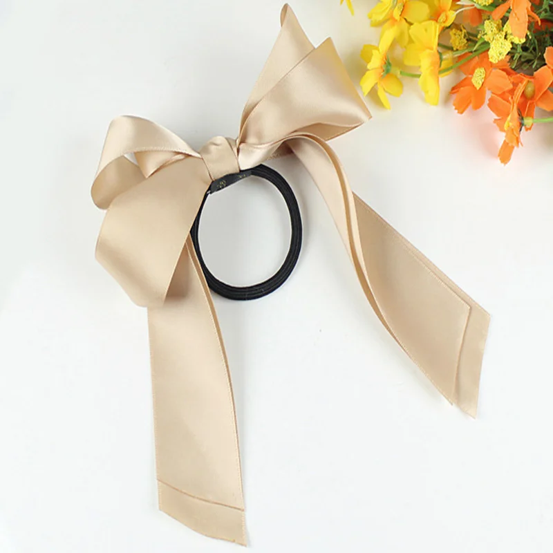 Beige Hair Rope 1 шт., женские резинки, тиара, атласная лента, бант, лента для волос, резинка для волос, резинка для конского хвоста, резинка для волос, аксессуары, веревка - Цвет: Beige Hair Rope