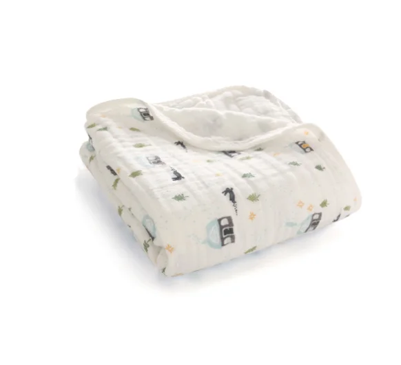 2 слоя s одеяло Пеленальное детское хлопковое постельное белье муслиновое одеяло для путешествий для новорожденных Двухслойное одеяло - Цвет: Зеленый