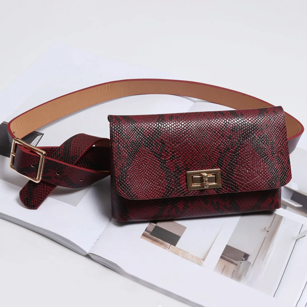

Dating Daily PU Leather Travel Shoulder Party Crossbody Retro Women Waist Bag Animal Print Adjustable Serpentine Removable Belt