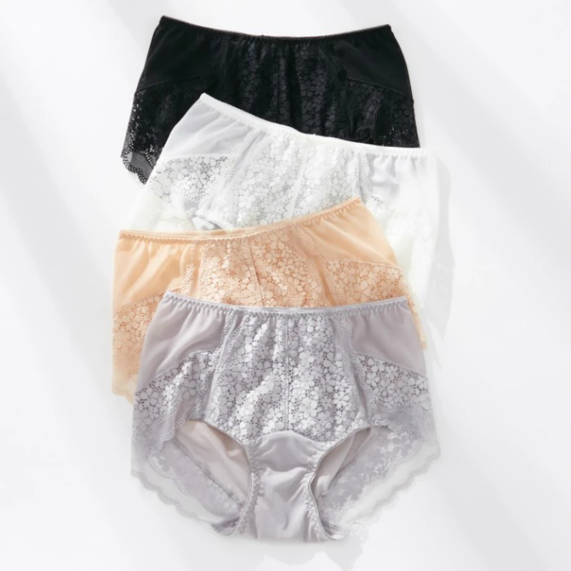 

3pcs Women Panties Cotton Sexy Lace Underwear Knickers Mesh Transparent Floral Lingerie Female Seamless Briefs XXXL