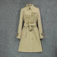 

British style 2020 popular new women's windbreaker, black slim coat over knee latest