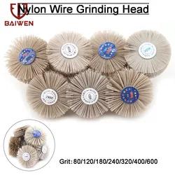 Tête de fleur en fil de Nylon, brosse d'ébavurage, broyeur pour meubles en bois avec tige de 1/4 '', 1 pièce 