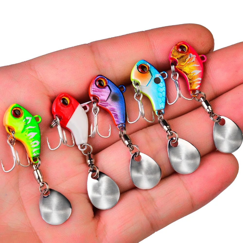 1PCS Lifelike Mini Swimming Hard Bait 6g15g28g Metal Rotating Vibration VIB Sequin Submerged Wobbler Winter Fishing Gear