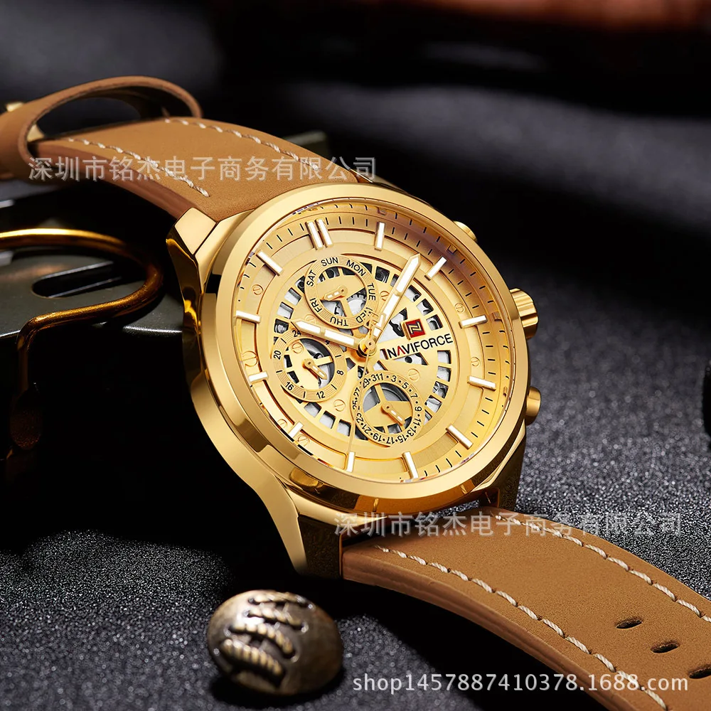 

Naviforce Xiang 9129 Men Multi-functional Six-pin Sports Watch MEN'S Watch Men Waterproof Quartz Watch