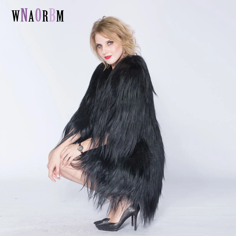 Пальто из натуральной козьей кожи длиной 90 см теплая пикантная для подиума |