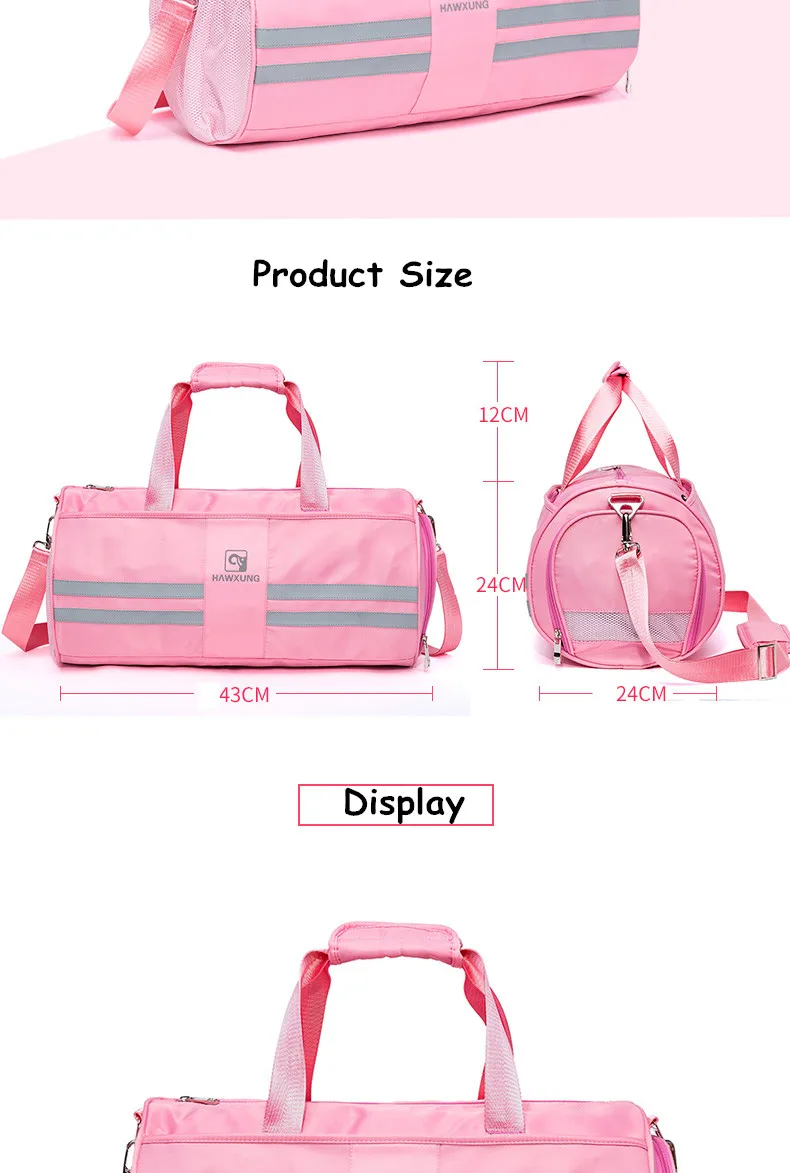 Pink Gym Bags With Independent Shoes Pocket Women Men Sports Bags Dry Wet Bags For Fitness Basketball Football Gym Backpack