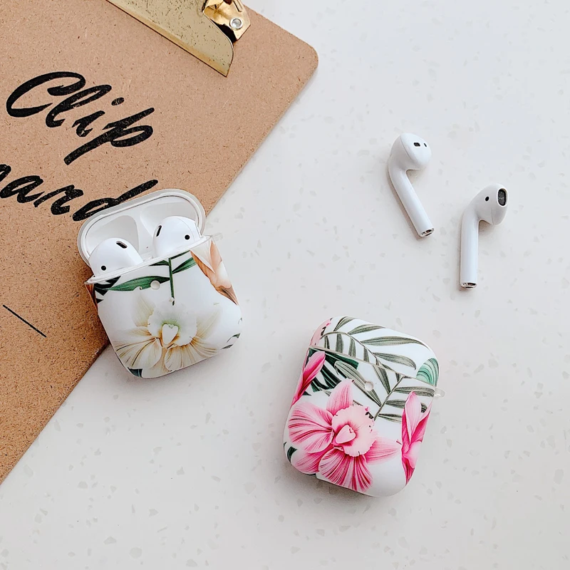 

Wireless Bluetooth Earphone Case For Airpods Case Leaf Flower Case Headphone Case Protective Cover Accessories for Apple Air pod