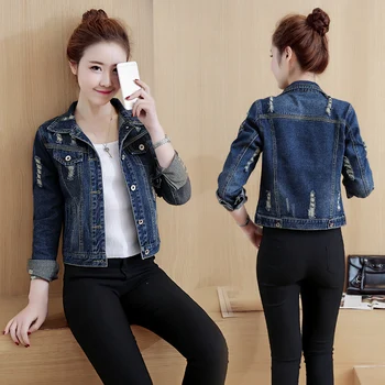 

Plus size 5XL Women Short Denim Coat Spring Autumn Jackets Long Sleeve Vintage Casual Jeans Jacket Bomber Denim Coat Female Tops