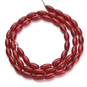 

1Strand/lot 4x8mm Red Rice Coral Tube Cylinder Beads Semi-precious Stone Loose Beads for Necklace Bracelet Jewelry F2790