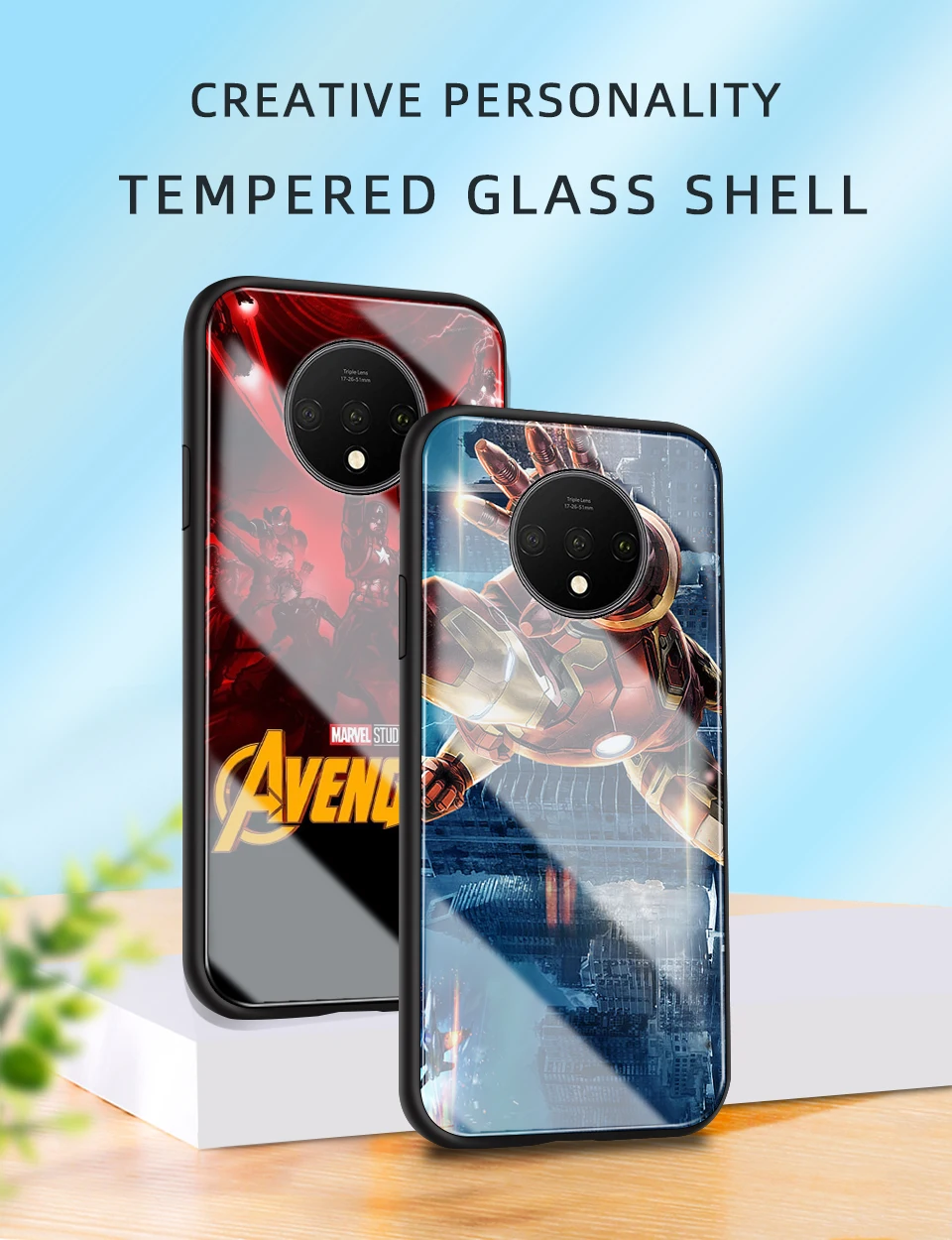 Для oneplus 7t чехол «Железный человек» marvel супергерой oneplus 7t стеклянная крышка Чехол Поддержка на заказ сделай сам