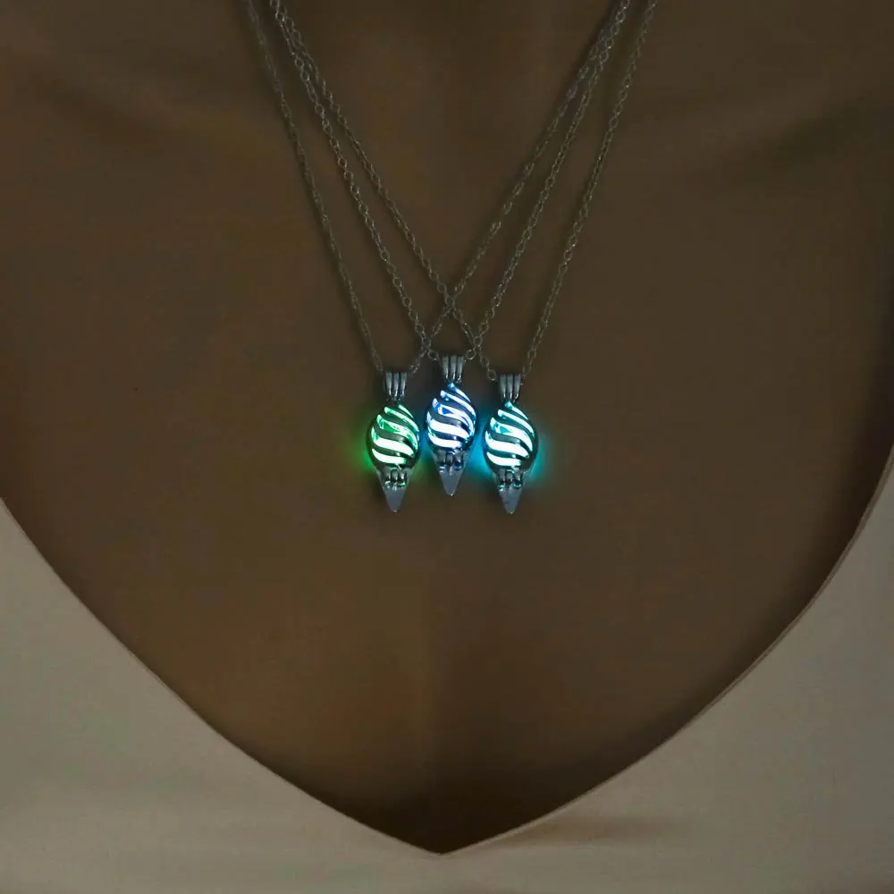 3 цвета Мода в форме раковины светится в темноте ожерелье светящееся полое ожерелье Новая цепочка мужские и женские ювелирные аксессуары
