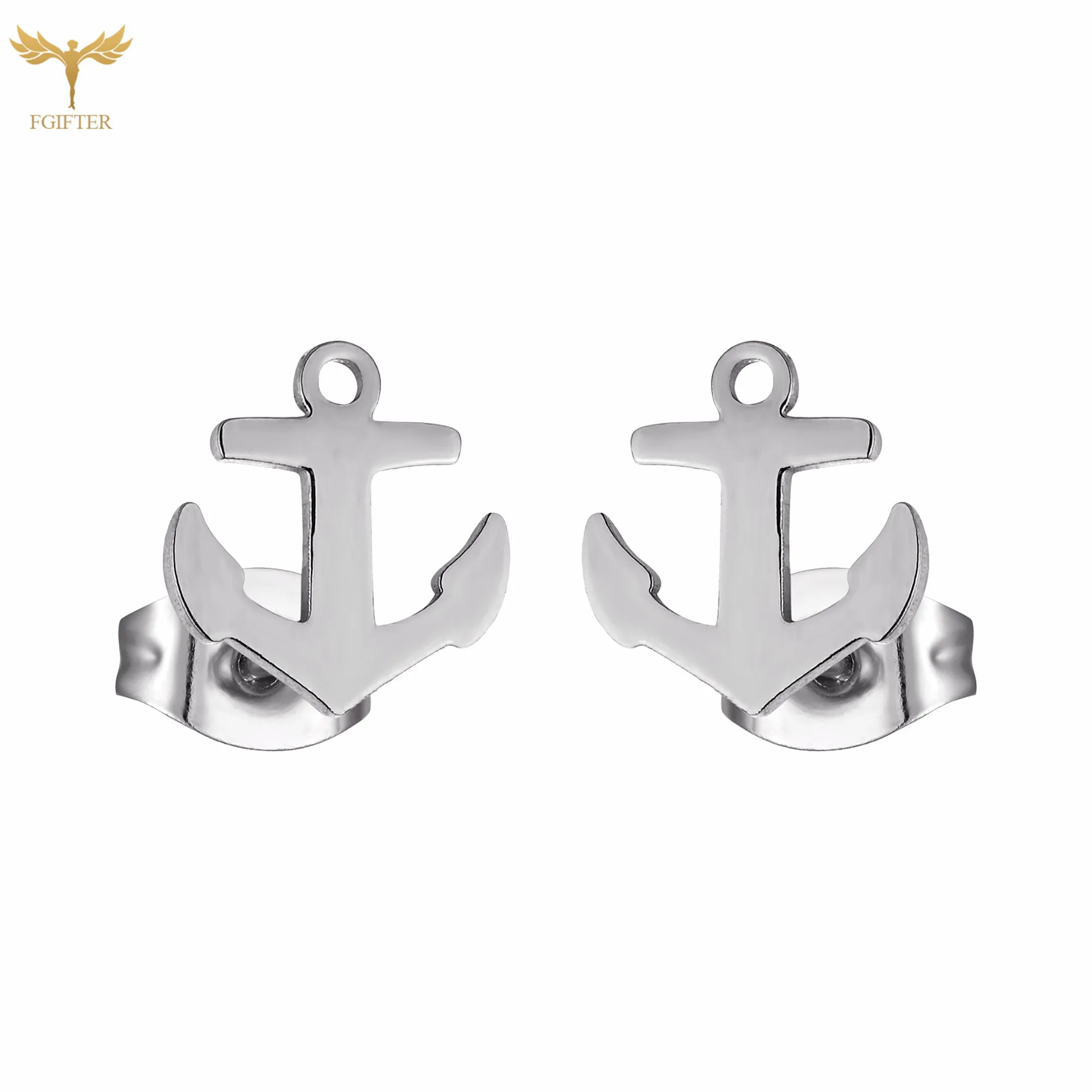 12 Pairs Lot Wholesale Earrings Anchor Stud Earrings Set Ear Lobe Piercing Ring Stainless Steel Jewelry Men Women Accessories 2