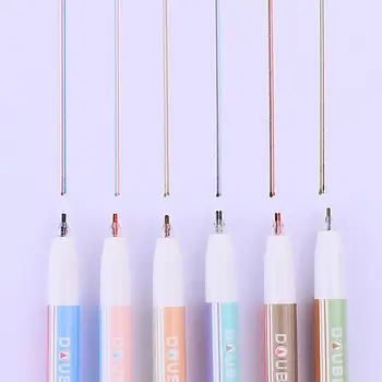 

6pcs/set Morandi Color Double Line Fluorescent Marker Outline Pen Highlighter Writing Drawing Pens School Supplies Stationery