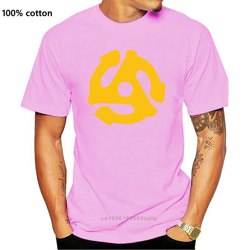 Camiseta negra de Dj para hombre, camisa ajustada de algodón con adaptador de pequeño disco de vinilo, Araña de 45 Rpm, inserto de música, estilo Popular