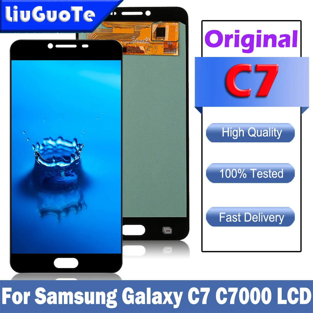100% Оригинальный ЖК-дисплей для Samsung Galaxy C7 C7000 Super AMOLED сенсорный экран дигитайзер в
