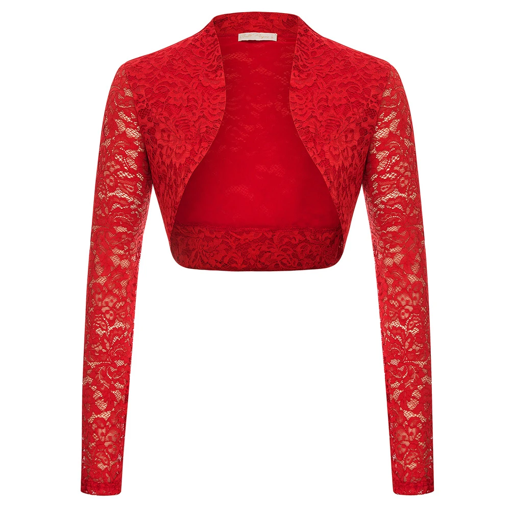 Abrigo corto de manga larga para mujer, elegante ajustado encaje para fiesta de noche, Chaqueta corta Formal de verano, ropa sólida|chaquetas - AliExpress